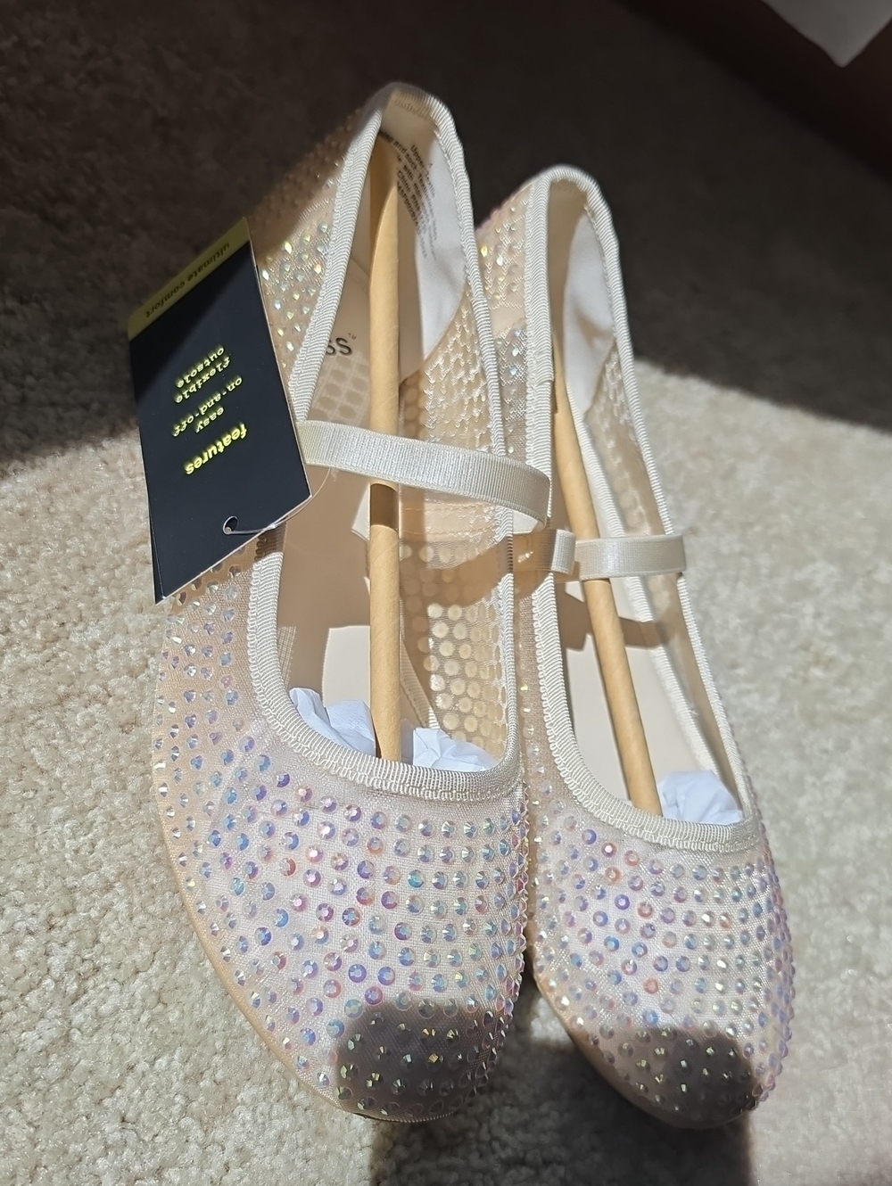 art class Iridescent Rhinestone Mary Jane Flats for Kids